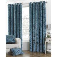 Paoletti Verona Crushed Velvet Lined Ready Made Eyelet Curtains Teal