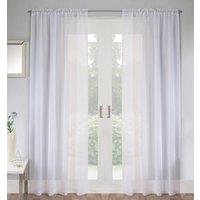 Jewel Rod Pocket Ready Made Single Voile Curtain White