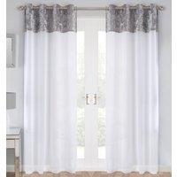 Liberty Eyelet Ready Made Single Voile Curtain Silver