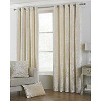 Verona Crushed Velvet Ready Made Lined Eyelet Curtains Ivory
