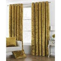 Paoletti Verona Crushed Velvet Lined Ready Made Eyelet Curtains Ochre