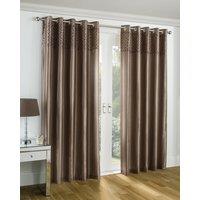 Eastern Palace Faux Silk Eyelet Curtains Bronze