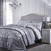 Catherine Lansfield Damask Jacquard Duvet Cover Bedding Set Silver