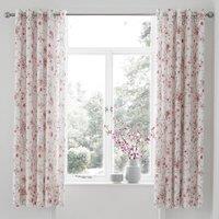Catherine Lansfield Jasmine Floral Ready Made Eyelet Curtains 66'' x 72'' White