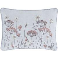 Catherine Lansfield Meadowsweet Floral Boudoir Filled Cushion 30cm x 40cm White Grey