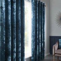 Catherine Lansfield Crushed Velvet Ready Made Eyelet Curtains Teal