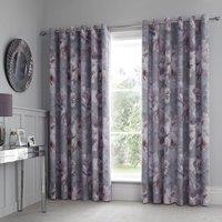 Catherine Lansfield Dramatic Floral Ready Made Eyelet Curtains Grey