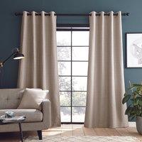 Catherine Lansfield Textured Blackout Ready Made Eyelet Curtains Natural