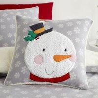 Catherine Lansfield Cosy Snowman Filled Cushion 45cm x 45cm Grey