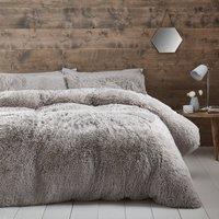 Catherine Lansfield Cuddly Duvet Cover Bedding Set Silver