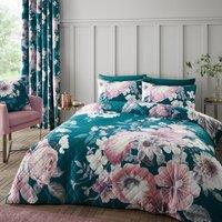 Catherine Lansfield Shrewsbury Digital Print Velvet Pinsonic Bedding Set Teal