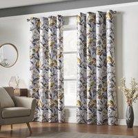 Giverny Blackout Ready Made Eyelet Curtains Ochre