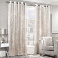 Crushed Velvet Ready Made Eyelet Curtains Cream