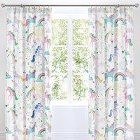 Rainbow Unicorn Ready Made Curtains 66x72 Multi