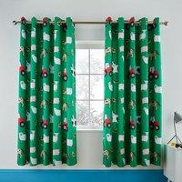Catherine Lansfield Farmyard Animals Ready Made Eyelet Curtains 66x72 Green