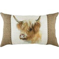 Evans Lichfield Hessian Cow Boudoir Filled Cushion 30cm x 50cm White