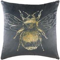 Evans Lichfield Gold Bee Velvet Filled Cushion 43cm x 43cm Grey
