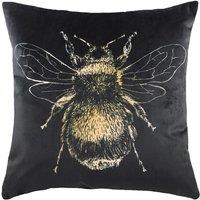 Evans Lichfield Gold Bee Velvet Filled Cushion 43cm x 43cm Black