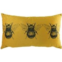 Evans Lichfield Gold Bee Velvet Boudoir Filled Cushion 30cm x 50cm