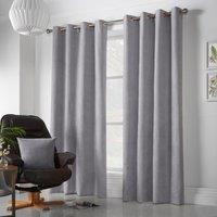 Chenille Ready Made Eyelet Curtains Silver