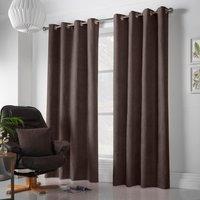 Chenille Ready Made Eyelet Curtains Chocolate