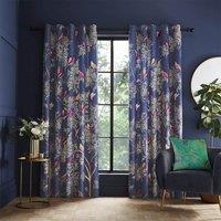 Sara Miller Smokey Birds Ready Made Eyelet Curtains Blue