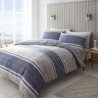 Catherine Lansfield Textured Banded Stripe Duvet Cover Bedding Set Blue