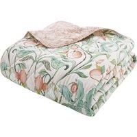 Catherine Lansfield Clarence Floral 220cm x 230cm Bedspread Natural Green