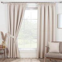 Eclipse Blackout Ready Made Pencil Pleat Curtains Natural