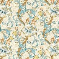 Golden Lily Fabric Linen Teal