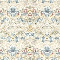 William Morris Strawberry Thief Fabric Linen Plum