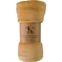 Rolled Flannel Fleece Throw 140cm x 180cm Camel