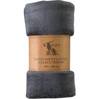 Rolled Flannel Fleece Throw 140cm x 180cm Charcoal