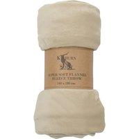 Rolled Flannel Fleece Throw 140cm x 180cm Oatmeal
