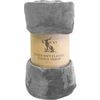 Rolled Flannel Fleece Throw 140cm x 180cm Silver