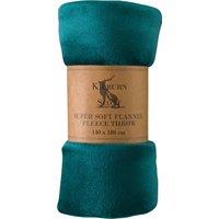 Rolled Flannel Fleece Throw 140cm x 180cm Teal
