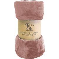 Rolled Flannel Fleece Throw 140cm x 180cm Blush
