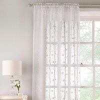 Belle Embroidered Floral Scroll Voile Slot Top Single Panel. 3 colours