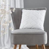 Catherine Lansfield Cosy Diamond Faux Fur Filled Cushion 43cm x 43cm White