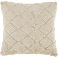 Catherine Lansfield Cosy Diamond Faux Fur Filled Cushion 43cm x 43cm Natural