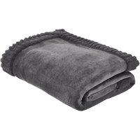 Catherine Lansfield Velvet and Faux Fur 150cmx200cm Throw Charcoal