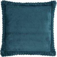 Catherine Lansfield Velvet Faux Fur Filled Cushion 55cm x 55cm Teal