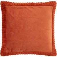Catherine Lansfield Velvet Faux Fur Filled Cushion 55cm x 55cm Burnt Orange