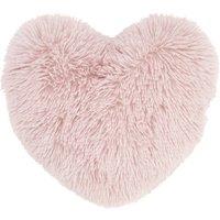 Catherine Lansfield Cuddly Faux Fur Heart Shaped Filled Cushion 38cm x 28cm Blush Pink