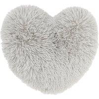 Catherine Lansfield Cuddly Faux Fur Heart Shaped Filled Cushion 38cm x 28cm Silver Grey