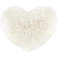 Catherine Lansfield Cuddly Faux Fur Heart Shaped Filled Cushion 38cm x 28cm Cream