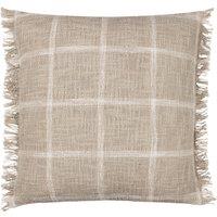 Yard Beni Check Fringed Filled Cushion 45cm x 45cm Stone Natural