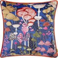 Furn Amanita Velvet Piped Filled Cushion 43cm x 43cm Cobalt Blue