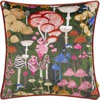 Furn Amanita Velvet Piped Filled Cushion 43cm x 43cm Green