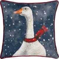 Evans Lichfield Christmas Goose Piped Filled Cushion 43cm x 43cm Multi